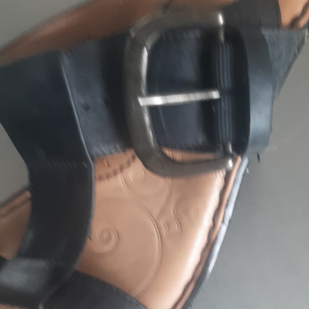 2 PAIR👡BORN👡Black&Brown LEATHER Wedge Sandals Size 8 - Picture 12 of 13